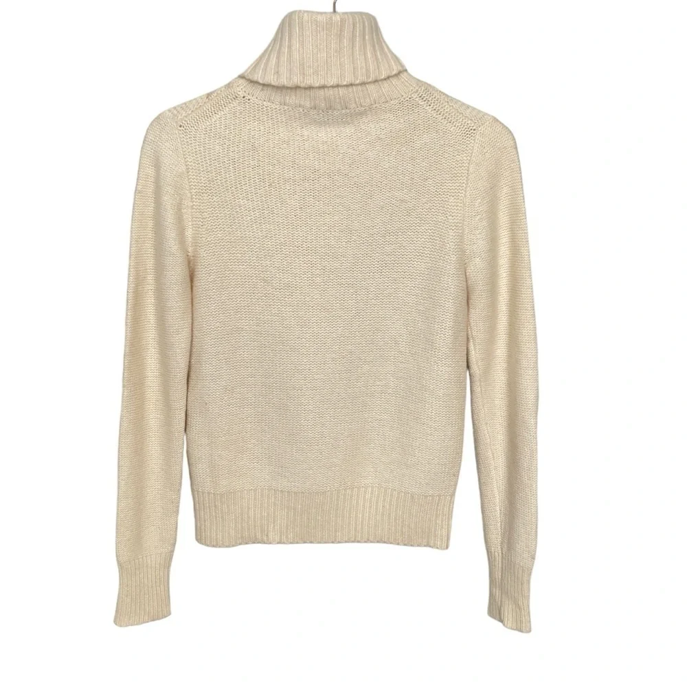 J. Crew Cream/Ivory “Cambridge” Cable Knit Turtleneck Sweater Wool Blend S-M